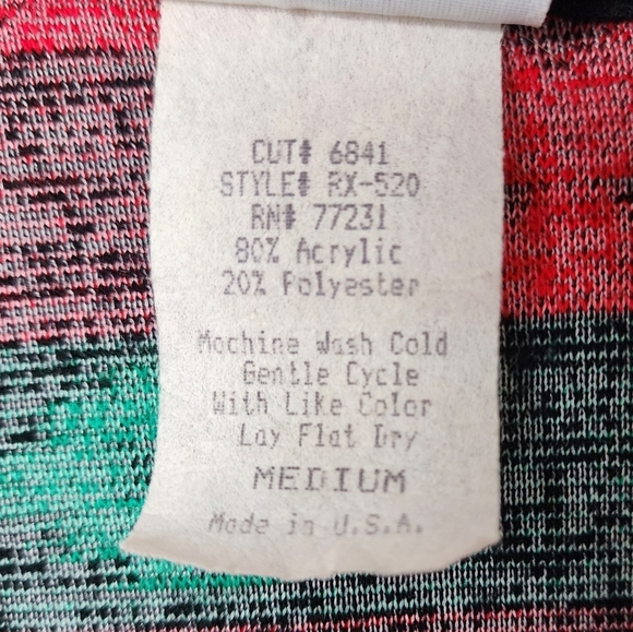 DAVID‎ WAYNE x VINTAGE 80's Bright Aztec print fleece shacket size M - Picture 4 of 7